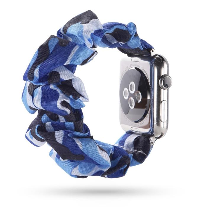 Bild 3,  Scrunchie Blue Camo Armband Apple Watch 42/41/40/38 mm - Teknikhallen.se