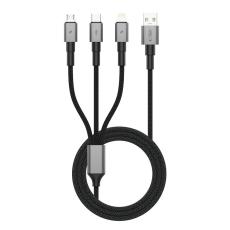 Tech-Protect Tech-Protect 1.2m 3in1 USB-C/Lightning/Micro USB Kabel Iron Grey - Teknikhallen.se