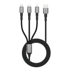 Tech-Protect Tech-Protect 1.2m 3in1 USB-C/Lightning/Micro USB Kabel Iron Grey - Teknikhallen.se