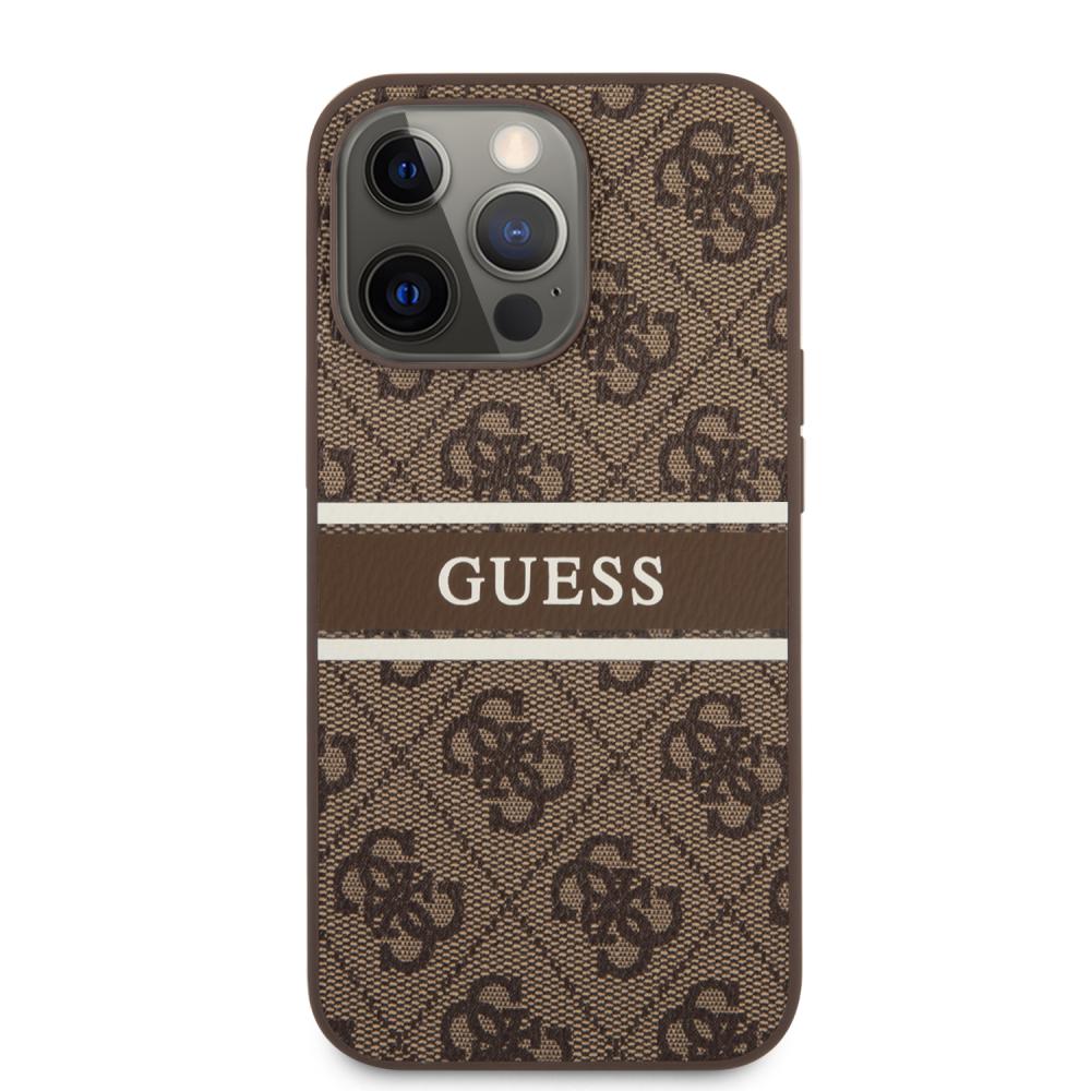 Guess Guess iPhone 13 Pro Skal PU 4G Stripe Brun - Teknikhallen.se