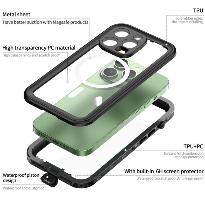 Bild 6, REDPEPPER REDPEPPER iPhone 14 Pro Skal MagSafe 360 Vattentätt IP68 Svart - Teknikhallen.se