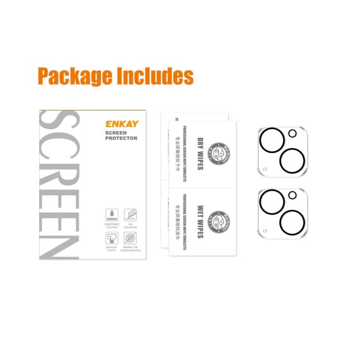 Bild 6, ENKAY ENKAY iPhone 15 / 15 Plus 2-PACK Linsskydd Härdat Glas - Teknikhallen.se