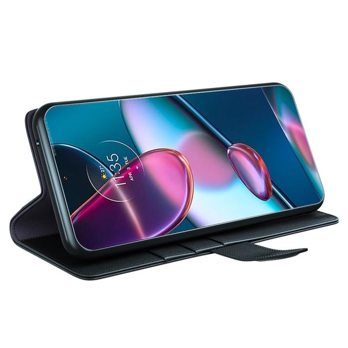 Bild 3,  Motorola Edge 30 Pro Fodral Premium Äkta Läder Svart - Teknikhallen.se
