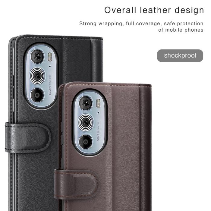 Bild 4,  Motorola Edge 30 Pro Fodral Premium Äkta Läder Svart - Teknikhallen.se