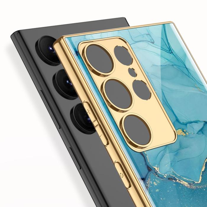 Bild 4, GKK GKK Galaxy S24 Ultra Skal Härdat Glas Electroplate Flätad Textur - Teknikhallen.se