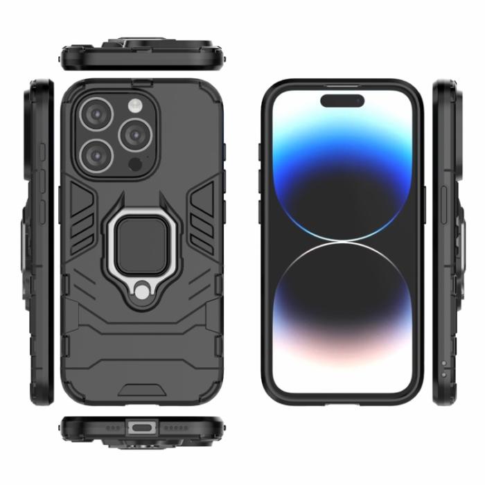 Bild 2,  iPhone 15 Pro Skal Armor Hybrid Ring Svart - Teknikhallen.se