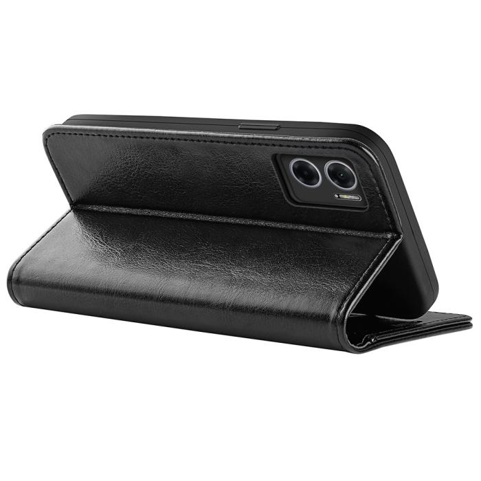 Bild 4,  Xiaomi Redmi 10 5G Fodral Crazy Horse Läder Svart - Teknikhallen.se