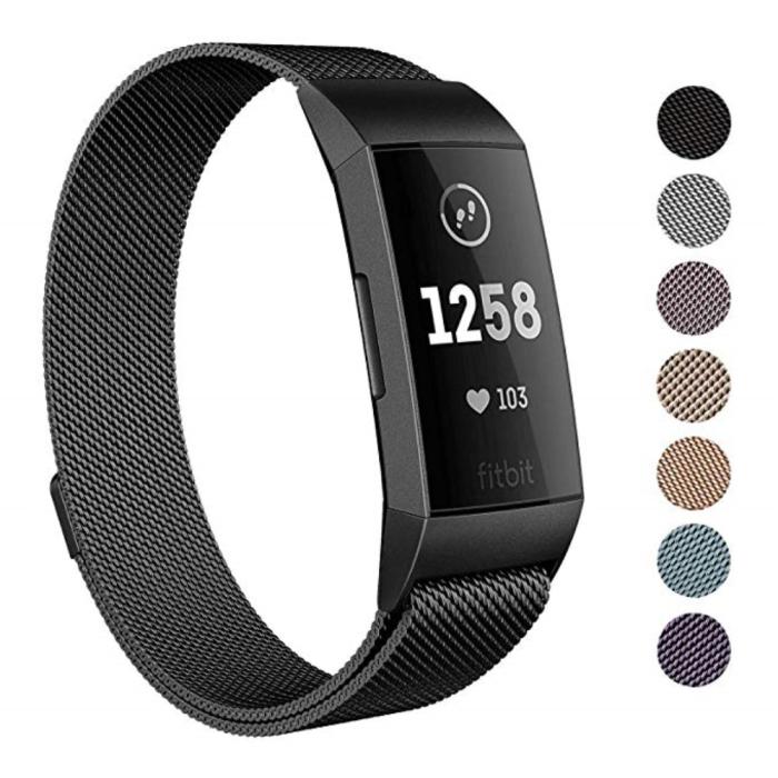 Bild 2,  Milanese Loop Metall Armband Fitbit Charge 4/3 Svart - Teknikhallen.se