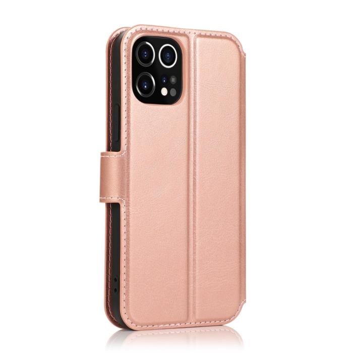 Bild 3,  iPhone 12 Pro Max - Retro Plånboksfodral - Roséguld - Teknikhallen.se