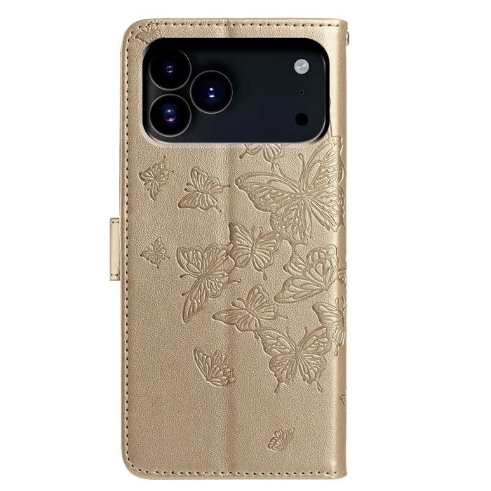 Bild 5,  iPhone 17 Pro Fodral Med Fjäril Tryck Guld - Teknikhallen.se