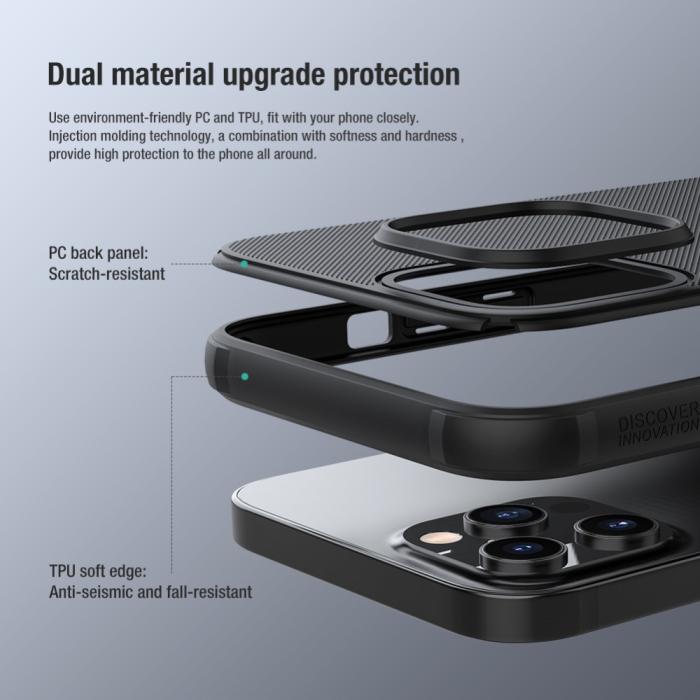 Bild 2, NILLKIN iPhone 13 Pro Max - NILLKIN Shield Frostat Skal - Svart - Teknikhallen.se