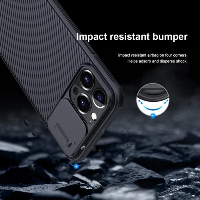 Bild 6, NILLKIN iPhone 13 Pro Max - NILLKIN CamShield Pro Skal - Svart - Teknikhallen.se