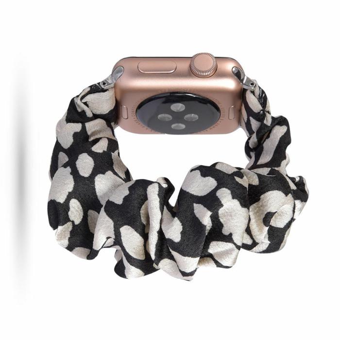 Bild 2,  Scrunchie Black N White Armband Apple Watch 42/41/40/38 mm - Teknikhallen.se