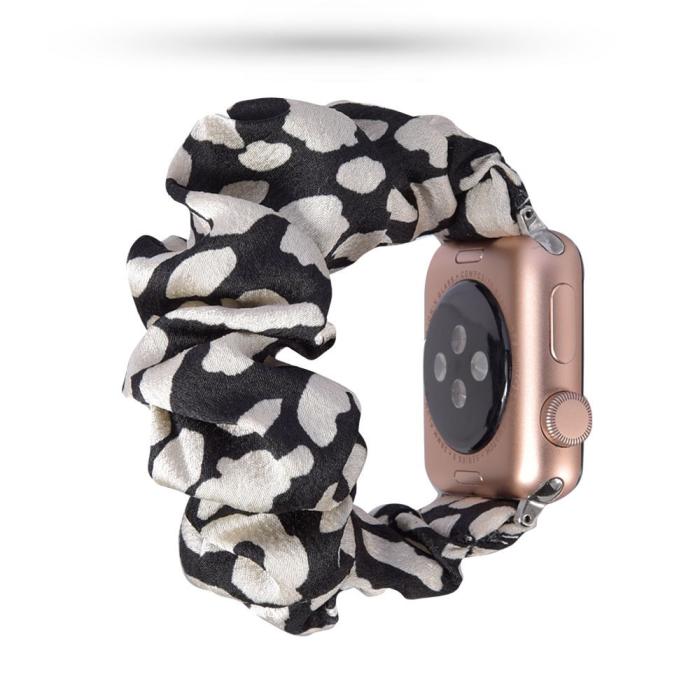 Bild 3,  Scrunchie Black N White Armband Apple Watch 42/41/40/38 mm - Teknikhallen.se