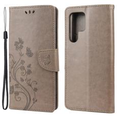  Samsung Galaxy S22 Ultra Fodral Tryckta Fj&auml;rilar Gr&aring; - Teknikhallen.se