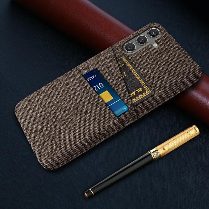 Bild 5,  Samsung Galaxy S25 Skal Med Kortfack Tygbelagt Brun - Teknikhallen.se