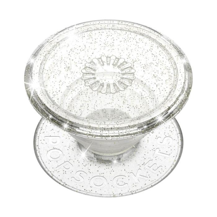 Bild 3, PopSockets PopSockets Avtagbart Grip med Ställfunktion Clear Glitter Silver - Teknikhallen.se