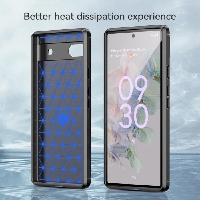 Bild 4,  Google Pixel 6A Skal Borstad Stål Textur Svart - Teknikhallen.se