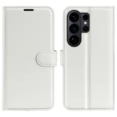 Samsung Galaxy S26 Ultra Fodral Litchi L&auml;der Vit - Teknikhallen.se