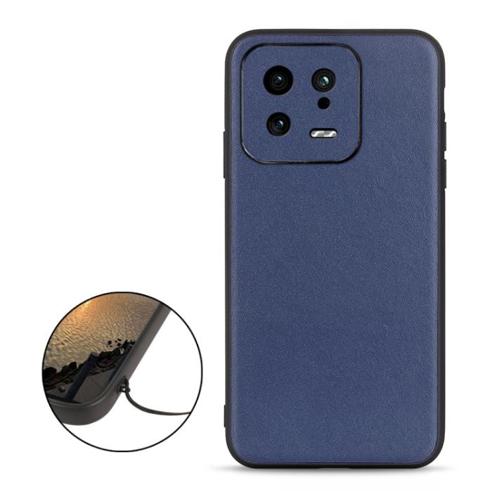 Bild 2,  Xiaomi 13 5G Skal Äkta Läder Blå - Teknikhallen.se