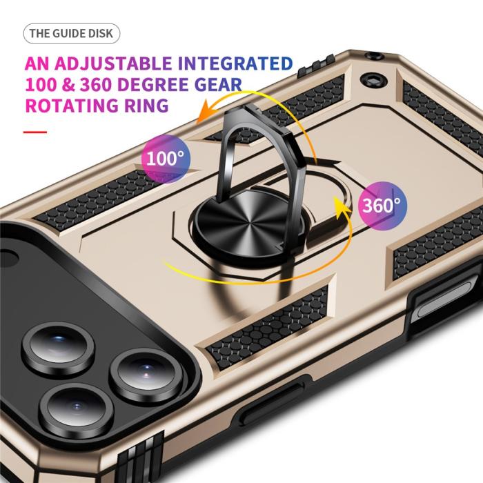 Bild 3,  iPhone 17 Pro Max Skal Shockproof Hybrid Ring Guld - Teknikhallen.se