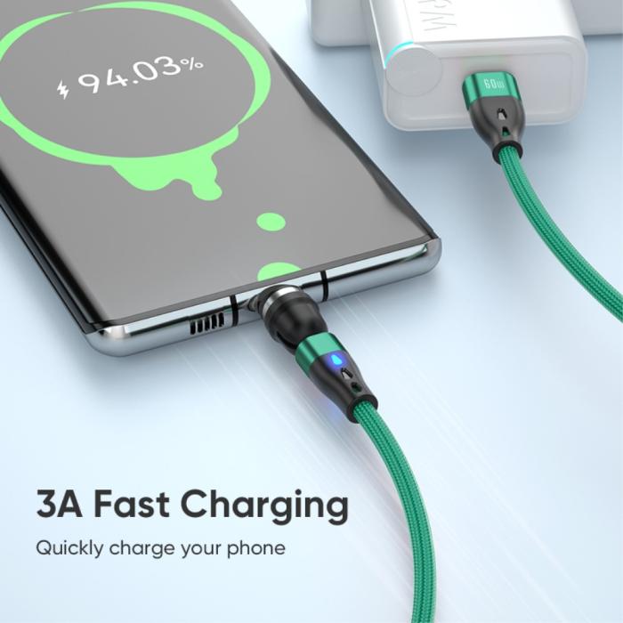 Bild 4, ENKAY ENKAY 1 m 2in1 PD 60W USB-C - Lightning/USB-C 360° Magnetkabel - Teknikhallen.se