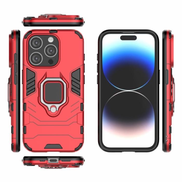 Bild 2,  iPhone 15 Pro Skal Armor Hybrid Ring Röd - Teknikhallen.se