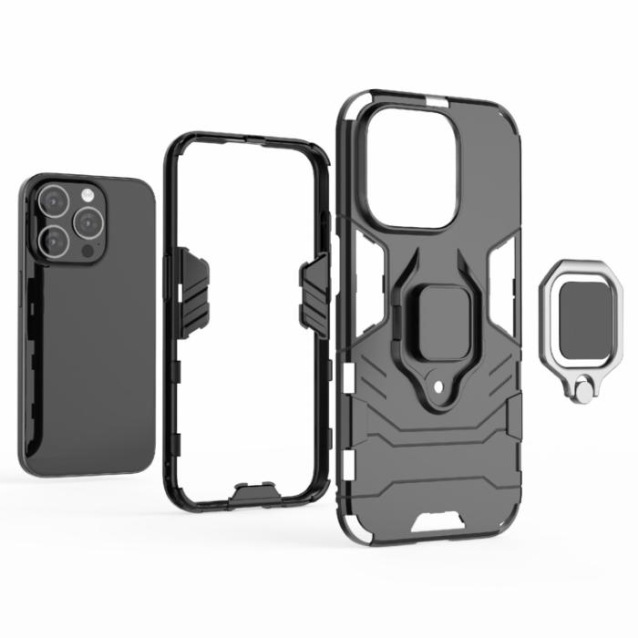 Bild 3,  iPhone 15 Pro Skal Armor Hybrid Ring Röd - Teknikhallen.se