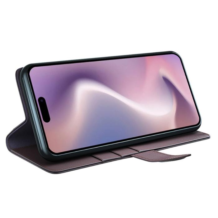 Bild 3,  iPhone 16 Fodral Premium Äkta Läder Brun - Teknikhallen.se