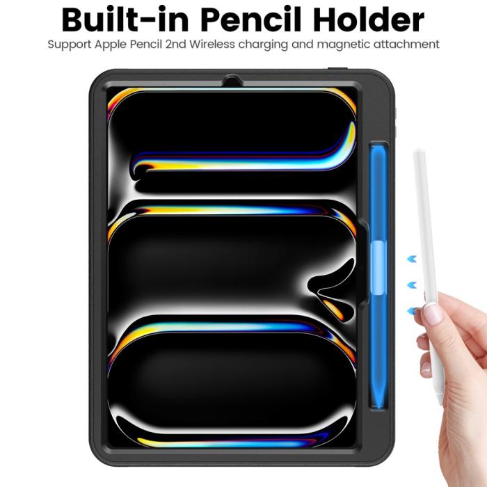 Bild 4,  iPad Pro 11 2025/2024 Fodral Läder Kickstand Korthållare Svart - Teknikhallen.se