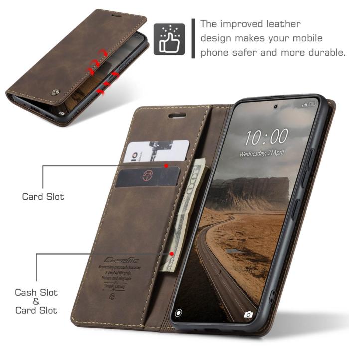 Bild 5, CASEME CASEME Xiaomi 14 Fodral Flip Läder Brun - Teknikhallen.se