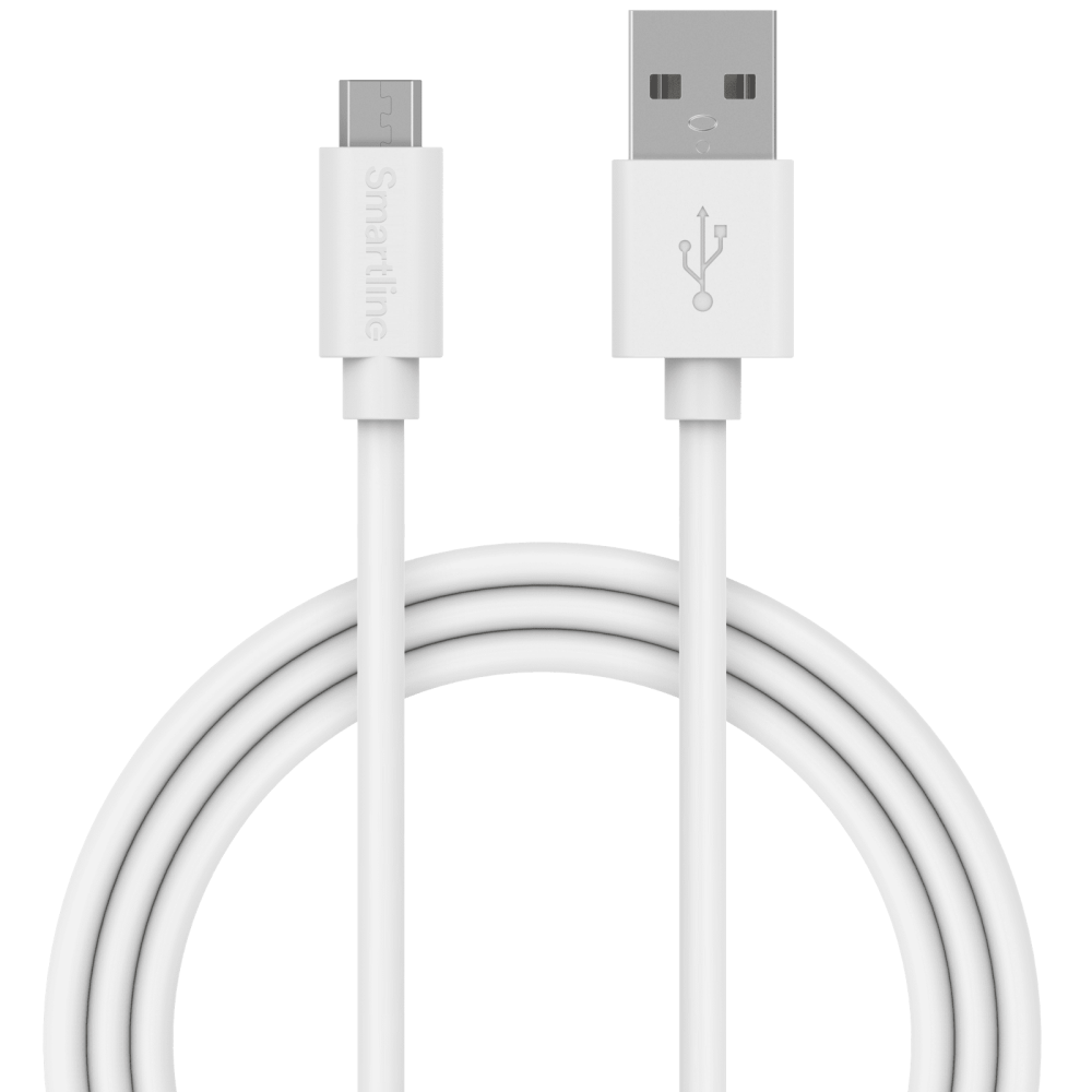 Smartline Smartline 3m Micro USB Laddningskabel Vit - Teknikhallen.se