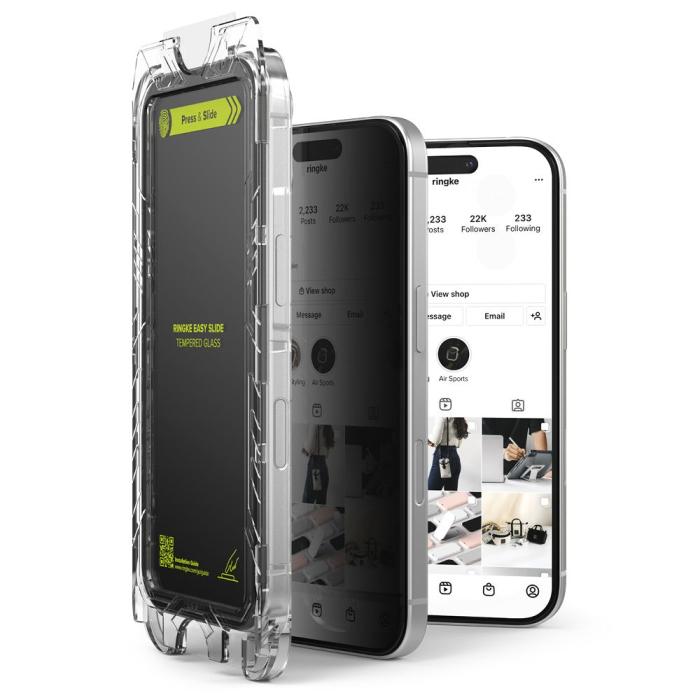 Bild 2, Ringke Ringke iPhone 16 Pro 2-PACK Skärmskydd Easy Slide Privacy - Teknikhallen.se