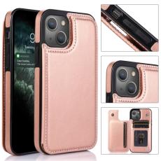  iPhone 14 L&auml;der Skal Med Kortfack Ros&eacute;guld - Teknikhallen.se