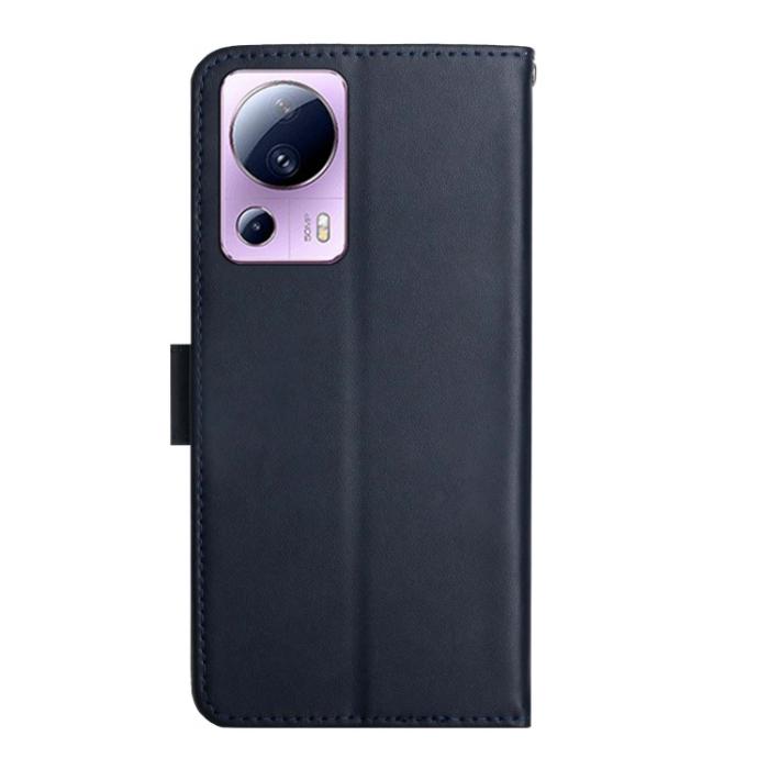 Bild 3,  Xiaomi 13 Lite 5G Fodral Äkta Läder Nappa Textur Blå - Teknikhallen.se