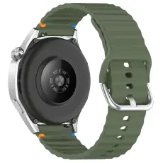  Klockarmband 22 mm Silikon Wave Design Milit&auml;r Gr&ouml;n - Teknikhallen.se