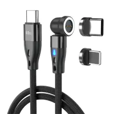 ENKAY ENKAY 1 m 2in1 PD 60W USB-C - Lightning/USB-C 360&deg; Magnetkabel - Teknikhallen.se