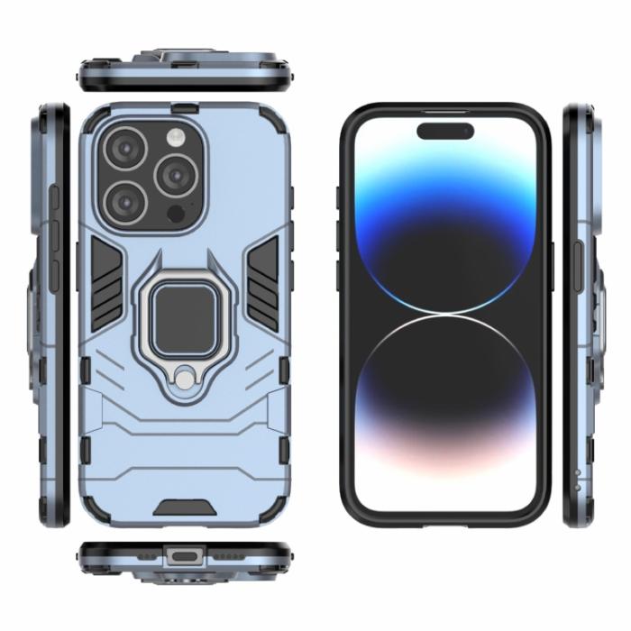 Bild 2,  iPhone 15 Pro Skal Armor Hybrid Ring Blå - Teknikhallen.se