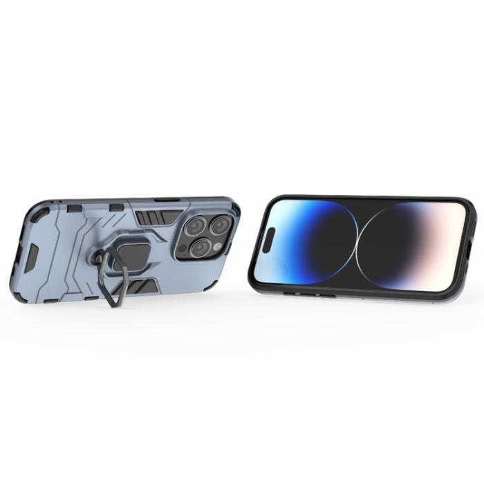 Bild 4,  iPhone 15 Pro Skal Armor Hybrid Ring Blå - Teknikhallen.se