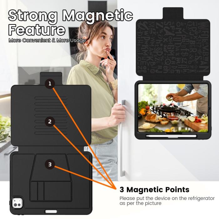 Bild 6,  iPad Pro 11 2025/2024 Fodral Läder Kickstand Korthållare Svart - Teknikhallen.se