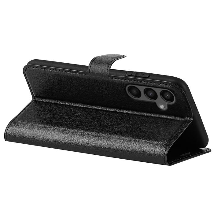 Bild 4,  Samsung Galaxy A15 5G Fodral Litchi Läder Svart - Teknikhallen.se