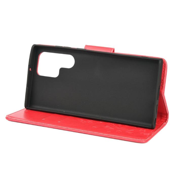 Bild 5,  Samsung Galaxy S22 Ultra Fodral Tryckta Fjärilar Röd - Teknikhallen.se