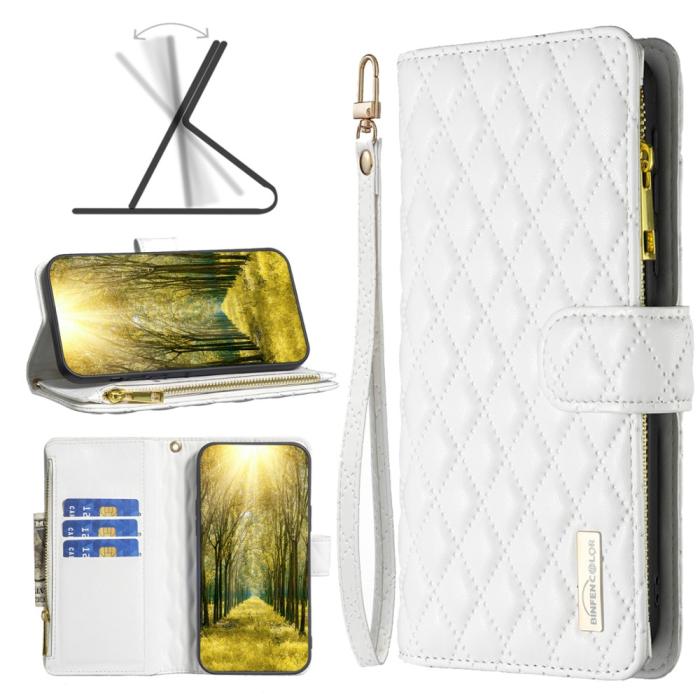 Bild 5, BINFEN BINFEN Galaxy S23 FE Fodral Diamond Multifunktionell Vit - Teknikhallen.se