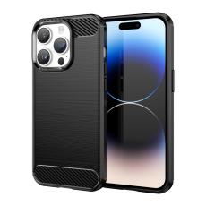  iPhone 15 Pro Max Skal Borstad St&aring;l Textur Svart - Teknikhallen.se