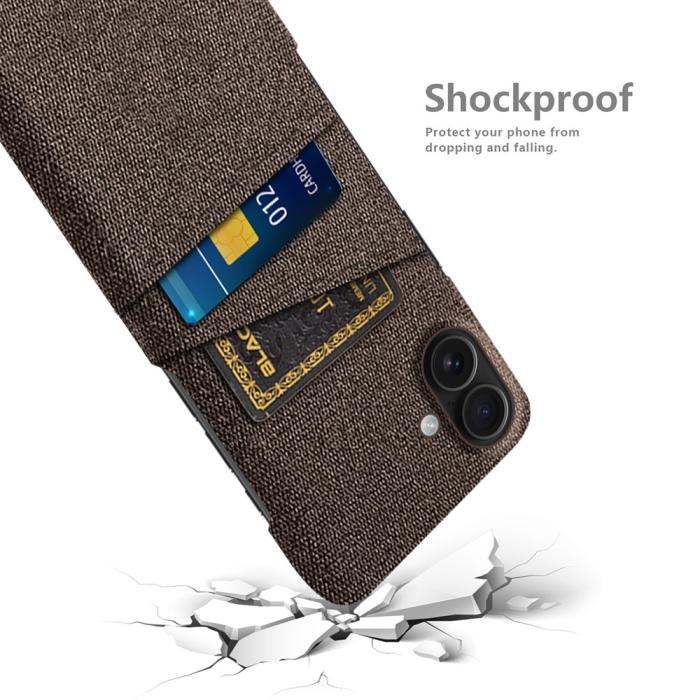 Bild 4,  iPhone 17 Skal Med Kortfack Tygbelagt Brun - Teknikhallen.se