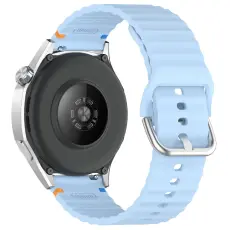  Klockarmband 22 mm Silikon Wave Design Ljus Bl&aring; - Teknikhallen.se