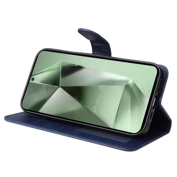 Bild 3,  Samsung Galaxy S24 FE Plånboksfodral Läder Mörk Blå - Teknikhallen.se