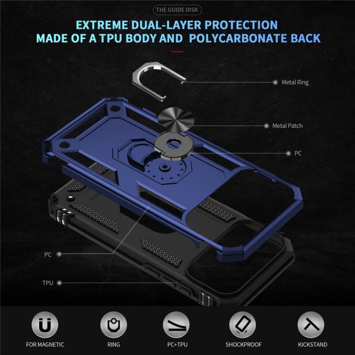 Bild 2,  iPhone 17 Pro Max Skal Shockproof Hybrid Ring Blå - Teknikhallen.se