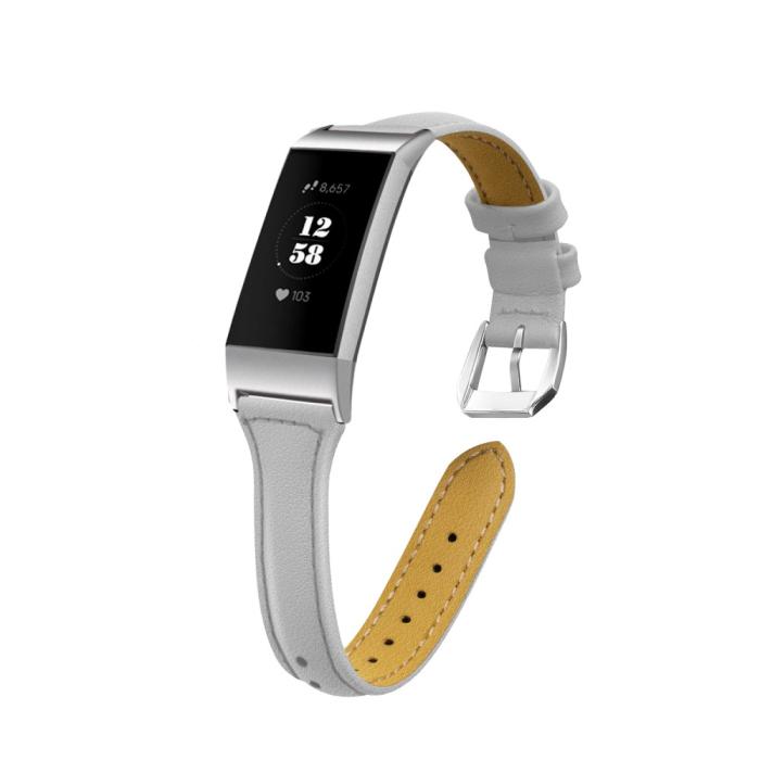 Bild 2,  Äkta Läder Armband Fitbit Charge 4/3 Grå - Teknikhallen.se