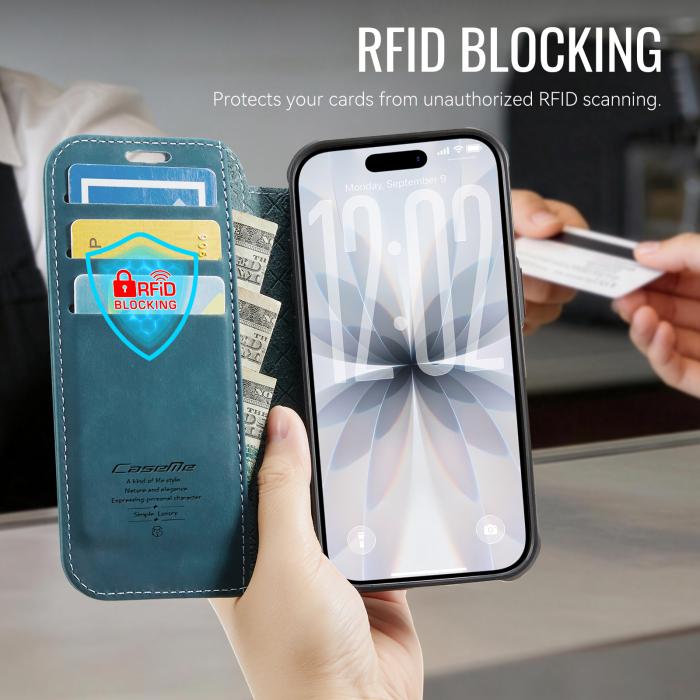 Bild 4, CASEME CASEME iPhone 17 Skal RFID Plånbok Blå - Teknikhallen.se